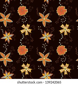 Ornate floral seamless texture, endless pattern with flowers.