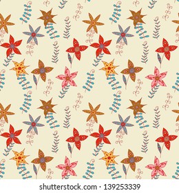 Ornate floral seamless texture, endless pattern with flowers.