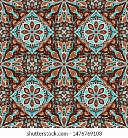 Ornate floral seamless texture, endless pattern with vintage mandala elements. Can be used for wallpaper, pattern fills, web page background, surface textures.Islam, Arabic, Indian, ottoman motifs.