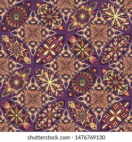 Ornate floral seamless texture, endless pattern with vintage mandala elements. Can be used for wallpaper, pattern fills, web page background, surface textures.Islam, Arabic, Indian, ottoman motifs.