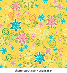 Ornate floral seamless texture, endless pattern with flowers.