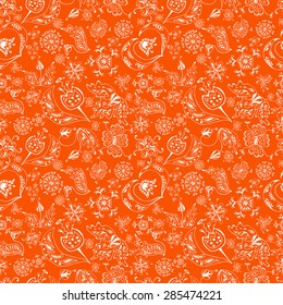 Ornate floral seamless texture, endless pattern with flowers. 
