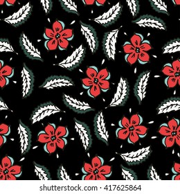 Ornate floral seamless texture, endless pattern with flowers.