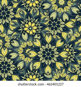Ornate floral seamless texture, endless pattern with vintage mandala elements. Can be used for wallpaper, pattern fills, web page background, surface textures.Islam, Arabic, Indian, ottoman motifs.