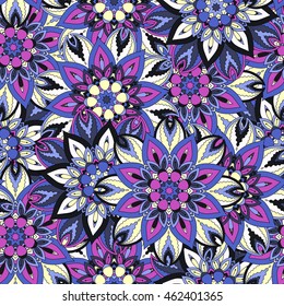 Ornate floral seamless texture, endless pattern with vintage mandala elements. Can be used for wallpaper, pattern fills, web page background, surface textures.Islam, Arabic, Indian, ottoman motifs.