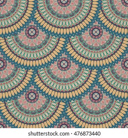 Ornate floral seamless texture, endless pattern with vintage mandala elements. Can be used for wallpaper, web page background, surface textures, fabric,wrapping. Islam, Arabic, Indian, ottoman motifs.