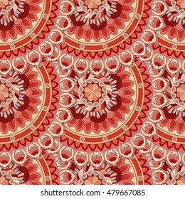Ornate floral seamless texture, endless pattern with vintage mandala elements. Can be used for wallpaper, web page background, surface textures, fabric,wrapping. Islam, Arabic, Indian, ottoman motifs.