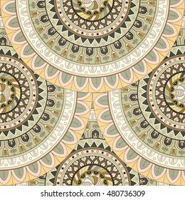 Ornate floral seamless texture, endless pattern with vintage mandala elements. Can be used for wallpaper, web page background, surface textures, fabric,wrapping. Islam, Arabic, Indian, ottoman motifs.