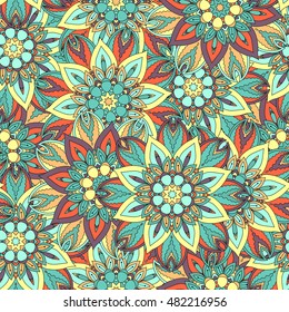 Ornate floral seamless texture, endless pattern with vintage mandala elements. Can be used for wallpaper, pattern fills, web page background, surface textures.Islam, Arabic, Indian, ottoman motifs.