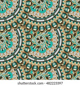 Ornate floral seamless texture, endless pattern with vintage mandala elements. Can be used for wallpaper, web page background, surface textures, fabric,wrapping. Islam, Arabic, Indian, ottoman motifs.