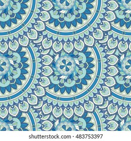 Ornate floral seamless texture, endless pattern with vintage mandala elements. Can be used for wallpaper, web page background, surface textures, fabric,wrapping. Islam, Arabic, Indian, ottoman motifs.