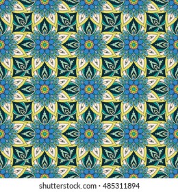 Ornate floral seamless texture, endless pattern with vintage mandala elements. Can be used for wallpaper, pattern fills, web page background, surface textures.Islam, Arabic, Indian, ottoman motifs.