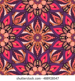Ornate floral seamless texture, endless pattern with vintage mandala elements. Can be used for wallpaper, pattern fills, web page background, surface textures.Islam, Arabic, Indian, ottoman motifs.