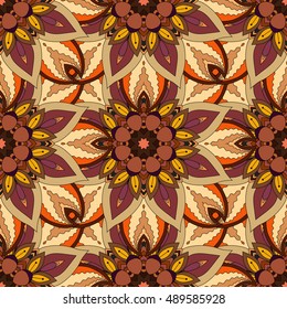 Ornate floral seamless texture, endless pattern with vintage mandala elements. Can be used for wallpaper, pattern fills, web page background, surface textures.Islam, Arabic, Indian, ottoman motifs.