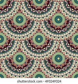 Ornate floral seamless texture, endless pattern with vintage mandala elements. Can be used for wallpaper, web page background, surface textures, fabric,wrapping. Islam, Arabic, Indian, ottoman motifs.