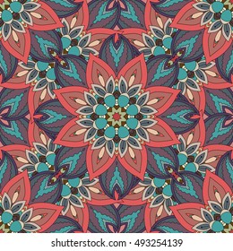 Ornate floral seamless texture, endless pattern with vintage mandala elements. Can be used for wallpaper, pattern fills, web page background, surface textures.Islam, Arabic, Indian, ottoman motifs.