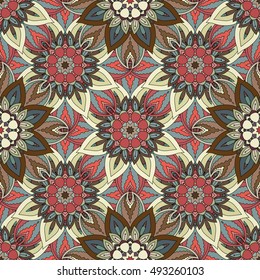 Ornate floral seamless texture, endless pattern with vintage mandala elements. Can be used for wallpaper, pattern fills, web page background, surface textures.Islam, Arabic, Indian, ottoman motifs.