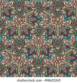 Ornate floral seamless texture, endless pattern with vintage mandala elements. Can be used for wallpaper, pattern fills, web page background, surface textures.Islam, Arabic, Indian, ottoman motifs.