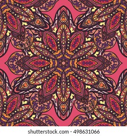 Ornate floral seamless texture, endless pattern with vintage mandala elements. Can be used for wallpaper, pattern fills, web page background, surface textures.Islam, Arabic, Indian, ottoman motifs.