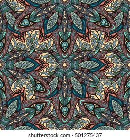 Ornate floral seamless texture, endless pattern with vintage mandala elements. Can be used for wallpaper, pattern fills, web page background, surface textures.Islam, Arabic, Indian, ottoman motifs.