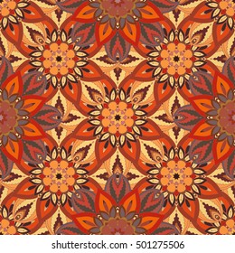 Ornate floral seamless texture, endless pattern with vintage mandala elements. Can be used for wallpaper, pattern fills, web page background, surface textures.Islam, Arabic, Indian, ottoman motifs.