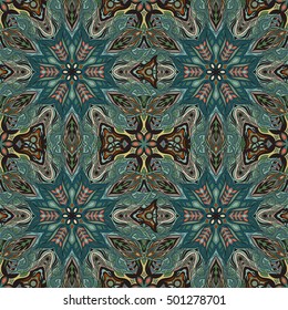 Ornate floral seamless texture, endless pattern with vintage mandala elements. Can be used for wallpaper, pattern fills, web page background, surface textures.Islam, Arabic, Indian, ottoman motifs.