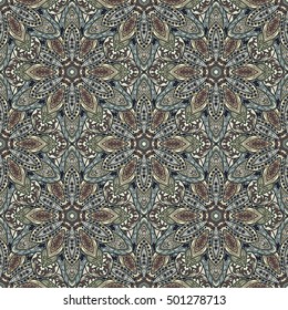 Ornate floral seamless texture, endless pattern with vintage mandala elements. Can be used for wallpaper, pattern fills, web page background, surface textures.Islam, Arabic, Indian, ottoman motifs.