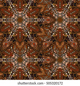 Ornate floral seamless texture, endless pattern with vintage mandala elements. Can be used for wallpaper, pattern fills, web page background, surface textures.Islam, Arabic, Indian, ottoman motifs.