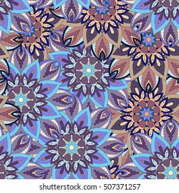 Ornate floral seamless texture, endless pattern with vintage mandala elements. Can be used for wallpaper, pattern fills, web page background, surface textures.Islam, Arabic, Indian, ottoman motifs.