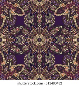 Ornate floral seamless texture, endless pattern with vintage mandala elements. Can be used for wallpaper, pattern fills, web page background, surface textures.Islam, Arabic, Indian, ottoman motifs.