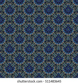 Ornate floral seamless texture, endless pattern with vintage mandala elements. Can be used for wallpaper, pattern fills, web page background, surface textures.Islam, Arabic, Indian, ottoman motifs.