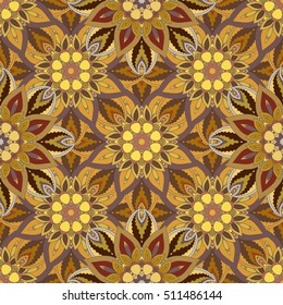Ornate floral seamless texture, endless pattern with vintage mandala elements. Can be used for wallpaper, pattern fills, web page background, surface textures.Islam, Arabic, Indian, ottoman motifs.