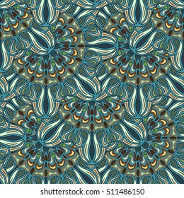 Ornate floral seamless texture, endless pattern with vintage mandala elements. Can be used for wallpaper, pattern fills, web page background, surface textures.Islam, Arabic, Indian, ottoman motifs.