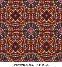 Ornate floral seamless texture, endless pattern with vintage mandala elements. Can be used for wallpaper, pattern fills, web page background, surface textures.Islam, Arabic, Indian, ottoman motifs.