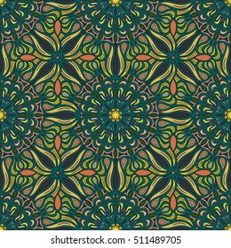 Ornate floral seamless texture, endless pattern with vintage mandala elements. Can be used for wallpaper, pattern fills, web page background, surface textures.Islam, Arabic, Indian, ottoman motifs.