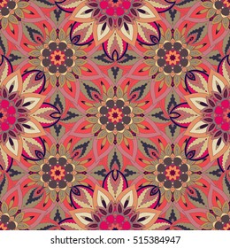 Ornate floral seamless texture, endless pattern with vintage mandala elements. Can be used for wallpaper, pattern fills, web page background, surface textures.Islam, Arabic, Indian, ottoman motifs.