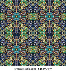 Ornate floral seamless texture, endless pattern with vintage mandala elements. Can be used for wallpaper, pattern fills, web page background, surface textures.Islam, Arabic, Indian, ottoman motifs.