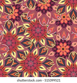 Ornate floral seamless texture, endless pattern with vintage mandala elements. Can be used for wallpaper, pattern fills, web page background, surface textures.Islam, Arabic, Indian, ottoman motifs.
