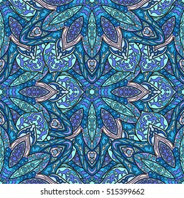 Ornate floral seamless texture, endless pattern with vintage mandala elements. Can be used for wallpaper, pattern fills, web page background, surface textures.Islam, Arabic, Indian, ottoman motifs.