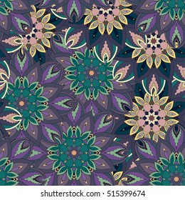 Ornate floral seamless texture, endless pattern with vintage mandala elements. Can be used for wallpaper, pattern fills, web page background, surface textures.Islam, Arabic, Indian, ottoman motifs.