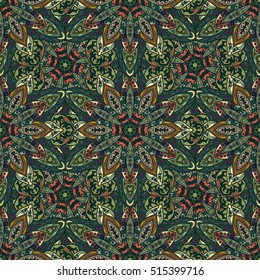 Ornate floral seamless texture, endless pattern with vintage mandala elements. Can be used for wallpaper, pattern fills, web page background, surface textures.Islam, Arabic, Indian, ottoman motifs.