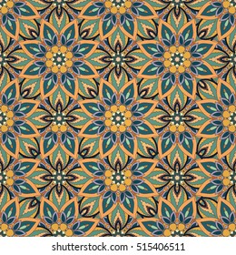 Ornate floral seamless texture, endless pattern with vintage mandala elements. Can be used for wallpaper, pattern fills, web page background, surface textures.Islam, Arabic, Indian, ottoman motifs.