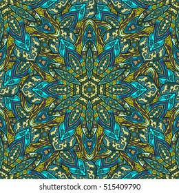Ornate floral seamless texture, endless pattern with vintage mandala elements. Can be used for wallpaper, pattern fills, web page background, surface textures.Islam, Arabic, Indian, ottoman motifs.