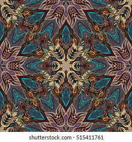 Ornate floral seamless texture, endless pattern with vintage mandala elements. Can be used for wallpaper, pattern fills, web page background, surface textures.Islam, Arabic, Indian, ottoman motifs.