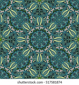 Ornate floral seamless texture, endless pattern with vintage mandala elements. Can be used for wallpaper, pattern fills, web page background, surface textures.Islam, Arabic, Indian, ottoman motifs.