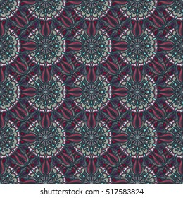 Ornate floral seamless texture, endless pattern with vintage mandala elements. Can be used for wallpaper, pattern fills, web page background, surface textures.Islam, Arabic, Indian, ottoman motifs.
