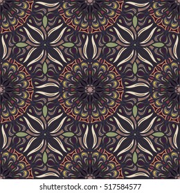 Ornate floral seamless texture, endless pattern with vintage mandala elements. Can be used for wallpaper, pattern fills, web page background, surface textures.Islam, Arabic, Indian, ottoman motifs.