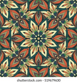 Ornate floral seamless texture, endless pattern with vintage mandala elements. Can be used for wallpaper, pattern fills, web page background, surface textures.Islam, Arabic, Indian, ottoman motifs.