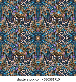 Ornate floral seamless texture, endless pattern with vintage mandala elements. Can be used for wallpaper, pattern fills, web page background, surface textures.Islam, Arabic, Indian, ottoman motifs.