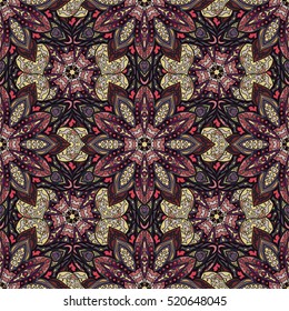 Ornate floral seamless texture, endless pattern with vintage mandala elements. Can be used for wallpaper, pattern fills, web page background, surface textures.Islam, Arabic, Indian, ottoman motifs.